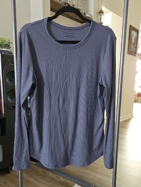 No Boundaries Ribbed Long-Sleeve Crewneck Top - Slate Blue